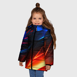 Куртка зимняя для девочки Geometry stripes neon steel, цвет: 3D-черный — фото 2