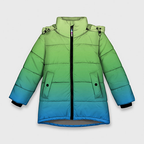 Зимняя куртка для девочки Градиент зелёно-голубой / 3D-Светло-серый – фото 1