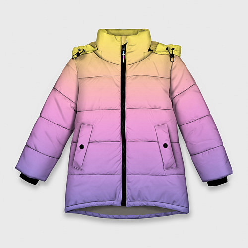 Зимняя куртка для девочки Нежный жёлто-сиреневый градиент / 3D-Светло-серый – фото 1