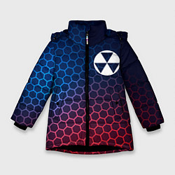 Куртка зимняя для девочки Fallout неоновые соты, цвет: 3D-черный