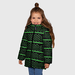 Куртка зимняя для девочки Зелёные круги и полосы, цвет: 3D-красный — фото 2