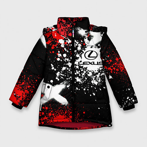 Зимняя куртка для девочки Лексус на фоне граффити и брызг красок / 3D-Красный – фото 1