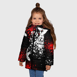 Куртка зимняя для девочки Лексус на фоне граффити и брызг красок, цвет: 3D-красный — фото 2