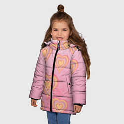 Куртка зимняя для девочки Сердца градиент, цвет: 3D-черный — фото 2