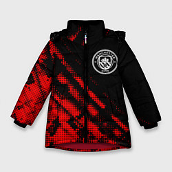 Куртка зимняя для девочки Manchester City sport grunge, цвет: 3D-красный