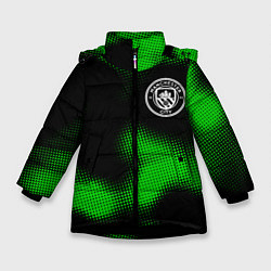 Куртка зимняя для девочки Manchester City sport halftone, цвет: 3D-черный