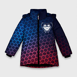Куртка зимняя для девочки Poppy Playtime неоновые соты, цвет: 3D-черный