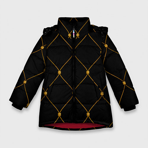 Зимняя куртка для девочки Желтая сетка на черном / 3D-Красный – фото 1