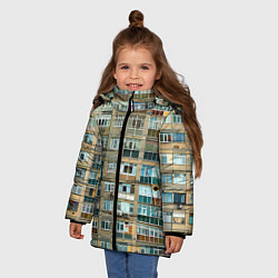 Куртка зимняя для девочки Панельный дом, цвет: 3D-светло-серый — фото 2