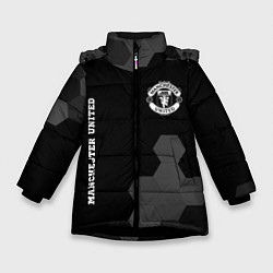 Куртка зимняя для девочки Manchester United sport на темном фоне вертикально, цвет: 3D-черный