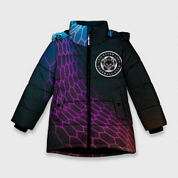 Куртка зимняя для девочки Leicester City футбольная сетка, цвет: 3D-черный