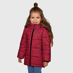 Куртка зимняя для девочки Вишнёвый мелкие полосочки, цвет: 3D-красный — фото 2