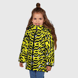 Куртка зимняя для девочки Агрессивный жёлтый паттерн, цвет: 3D-красный — фото 2
