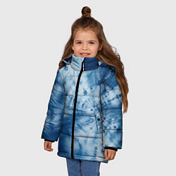Куртка зимняя для девочки Синяя абстракция паутина, цвет: 3D-светло-серый — фото 2