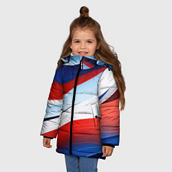 Куртка зимняя для девочки Волнистая абстракция в стиле минимализм, цвет: 3D-красный — фото 2