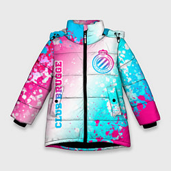 Зимняя куртка для девочки Club Brugge neon gradient style вертикально