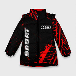 Куртка зимняя для девочки Audi red sport tires, цвет: 3D-черный