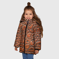 Куртка зимняя для девочки Змеиная шкура текстура, цвет: 3D-черный — фото 2