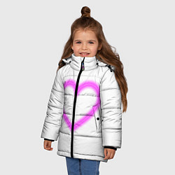 Куртка зимняя для девочки Неоновое сиреневое сердце, цвет: 3D-красный — фото 2