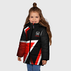 Куртка зимняя для девочки Honda - красные треугольники, цвет: 3D-черный — фото 2