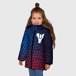 Куртка зимняя для девочки Destiny неоновые соты, цвет: 3D-черный — фото 2