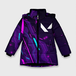 Куртка зимняя для девочки Valorant neon gaming, цвет: 3D-черный