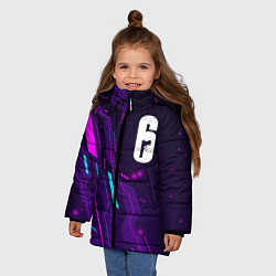 Куртка зимняя для девочки Rainbow Six neon gaming, цвет: 3D-черный — фото 2