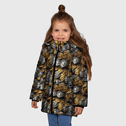 Куртка зимняя для девочки Золото и серебро броня, цвет: 3D-черный — фото 2