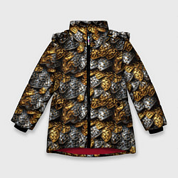 Куртка зимняя для девочки Золото и серебро броня, цвет: 3D-красный