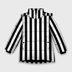 Куртка зимняя для девочки Вертикальная широкая полоска, цвет: 3D-черный