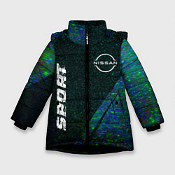 Куртка зимняя для девочки Nissan sport glitch blue, цвет: 3D-черный