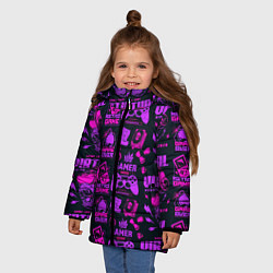 Куртка зимняя для девочки Virtual reality lettering, цвет: 3D-черный — фото 2