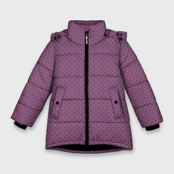 Куртка зимняя для девочки Сливовый в чёрный горошек, цвет: 3D-черный