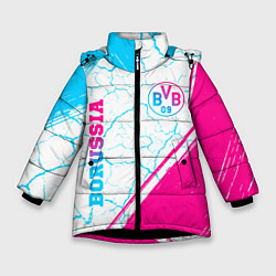 Куртка зимняя для девочки Borussia neon gradient style вертикально, цвет: 3D-черный