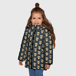 Куртка зимняя для девочки Пиксельные черепа узор, цвет: 3D-черный — фото 2
