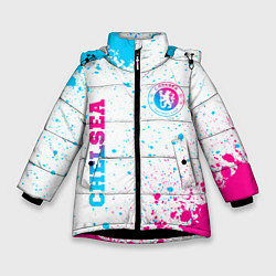 Куртка зимняя для девочки Chelsea neon gradient style вертикально, цвет: 3D-черный