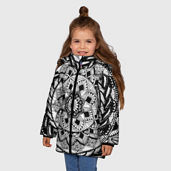Куртка зимняя для девочки Мандала зенарт чёрно-белая, цвет: 3D-красный — фото 2