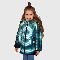 Куртка зимняя для девочки Неоновая вывеска - свечение, цвет: 3D-красный — фото 2