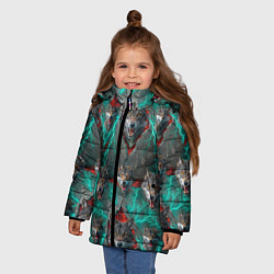 Куртка зимняя для девочки Паттерн из волков эпично, цвет: 3D-красный — фото 2