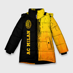 Куртка зимняя для девочки AC Milan - gold gradient по-вертикали, цвет: 3D-черный