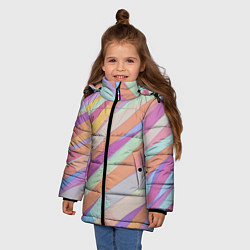 Куртка зимняя для девочки Пастельная диагональ аниме, цвет: 3D-светло-серый — фото 2