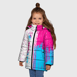 Куртка зимняя для девочки AEK Athens neon gradient style по-вертикали, цвет: 3D-черный — фото 2