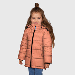 Куртка зимняя для девочки Тёмный персиковый в полоску, цвет: 3D-красный — фото 2