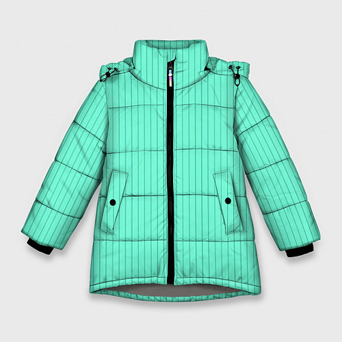 Зимняя куртка для девочки Светлый бирюзовый в тонкую полоску / 3D-Светло-серый – фото 1