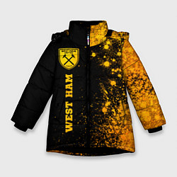 Куртка зимняя для девочки West Ham - gold gradient по-вертикали, цвет: 3D-черный