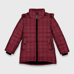 Куртка зимняя для девочки Тёмный красный клетчатый, цвет: 3D-черный