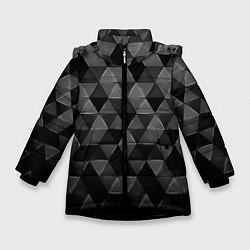 Куртка зимняя для девочки Серые треугольники, цвет: 3D-черный