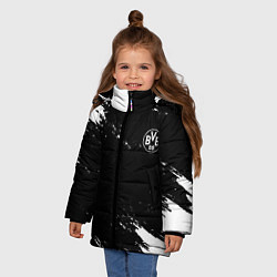 Куртка зимняя для девочки Borussia краски чёрно белый, цвет: 3D-светло-серый — фото 2