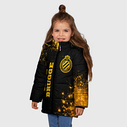 Куртка зимняя для девочки Club Brugge - gold gradient вертикально, цвет: 3D-черный — фото 2