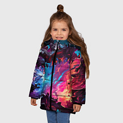 Куртка зимняя для девочки Абстрактные краски во взрыве, цвет: 3D-красный — фото 2